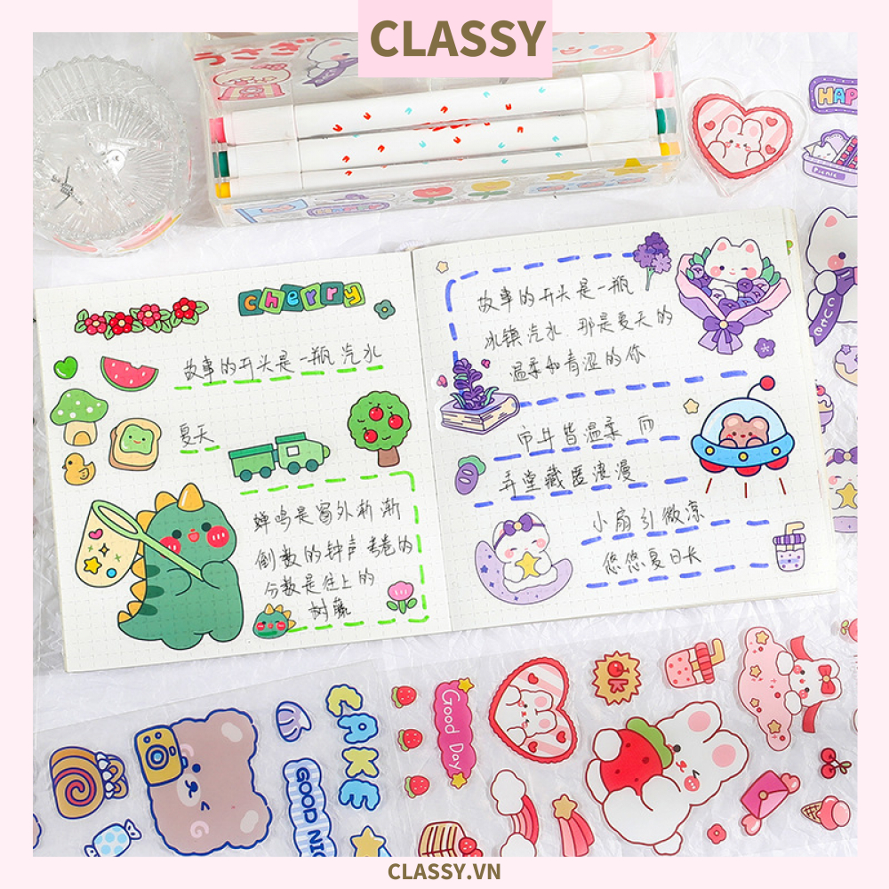 Classy Hình dán, sticker dễ thương, sticker dán laptop, điện thoại, sổ, bình nước nhiều họa tiết PK1380