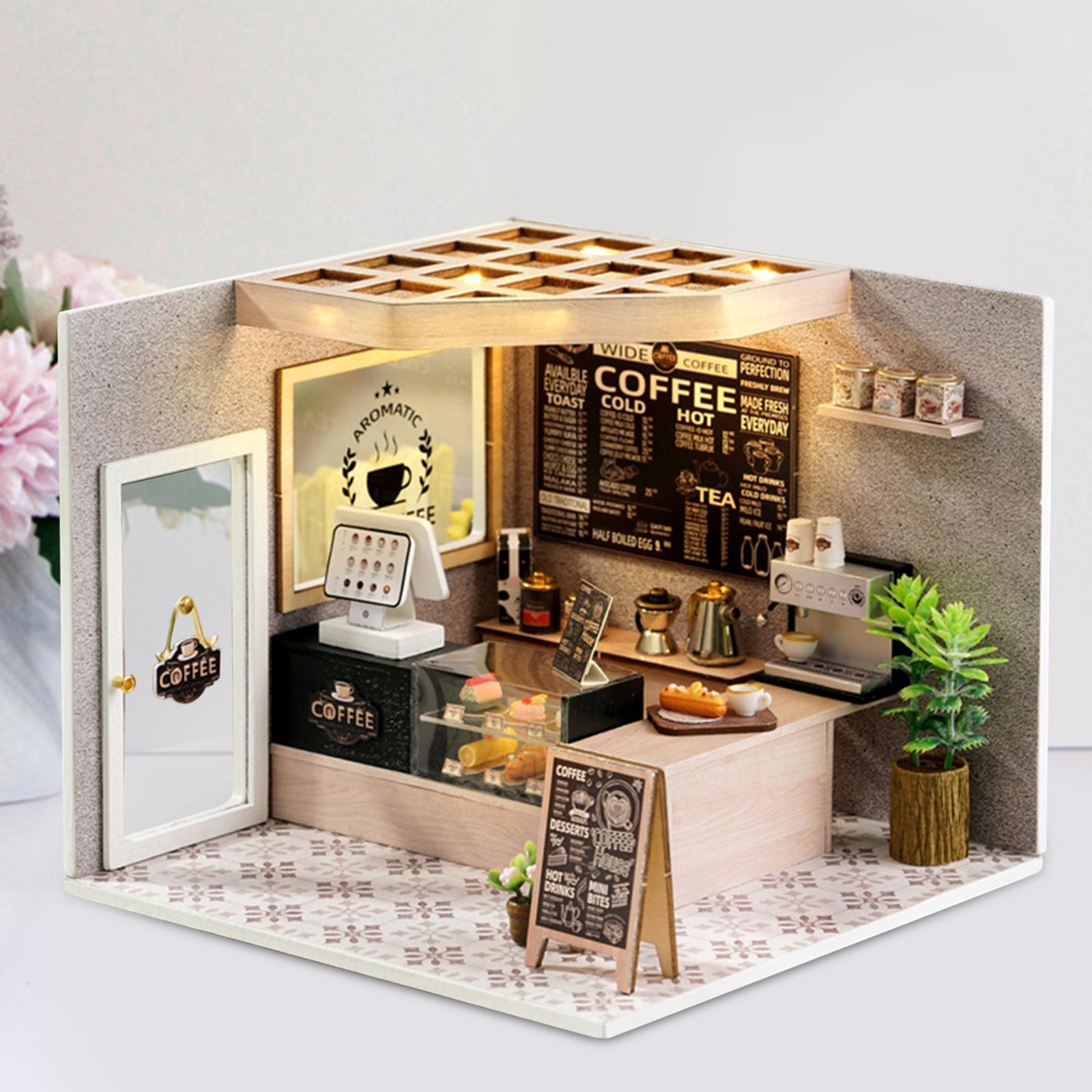 Unfinished Dollhouse DIY Kit Tiny House Building Kit Creative Room Home Dollhouse Model with Lights for Adults Friends Children Gifts