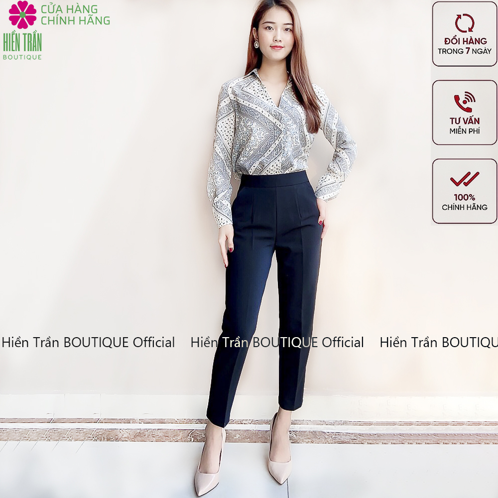 Quần baggy nữ Hiền Trần BOUTIQUE cạp chun sau, quần baggy vải công sở, cạp cao form dáng chuẩn, chất vải cao cấp