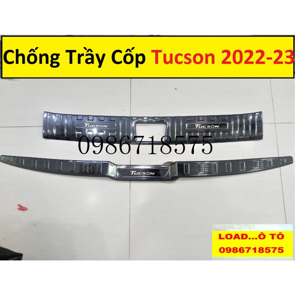 Bộ Ốp Bậc Chân, Chống Trầy Cốp Xe Huyndai Tucson 2022-2023 Mẫu Titan Xước Cao Cấp