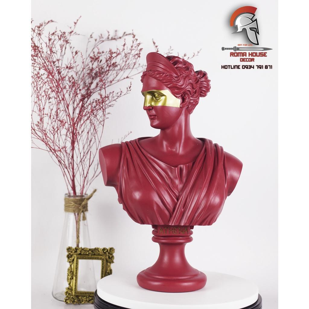 Tượng cổ điển Athena màu đò cao 35cm trang trí nhà cửa showroom