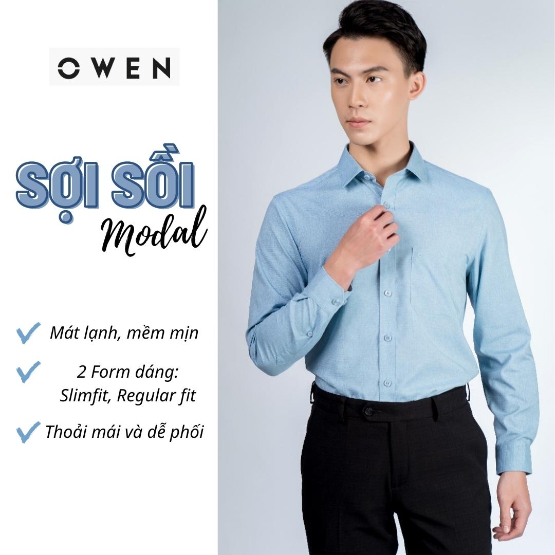 OWEN - Áo sơ mi dài tay Owen Sợi Sồi mềm mát màu xanh bạc hà 23417 