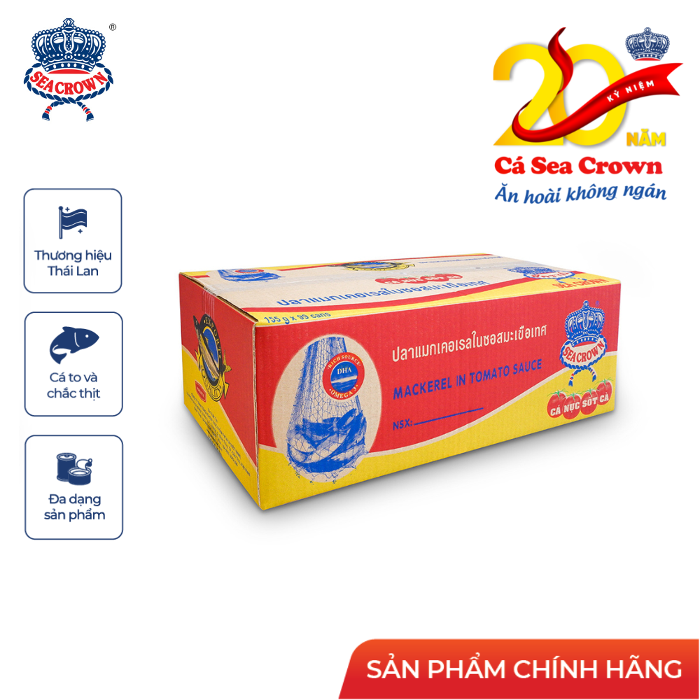 Cá hộp Sea Crown cá Nục sốt cà-thùng 33 lốc