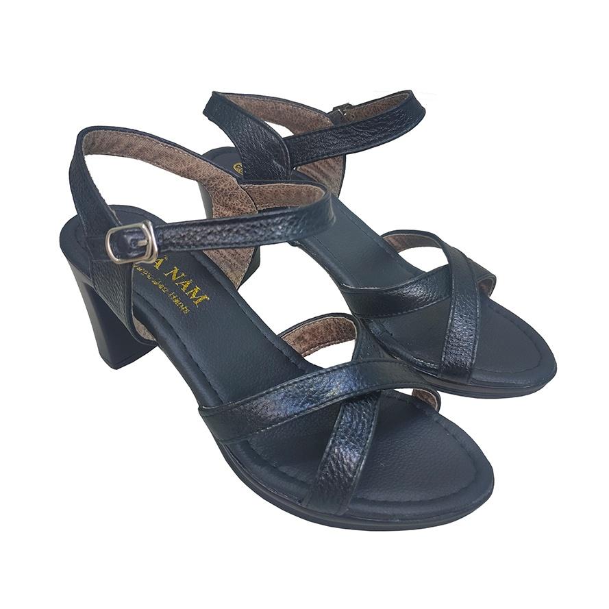 Giày Sandal Nữ Cao Gót TiTi ĐÔ Da Bò Thật Cao Cấp 7cm DNU2130b