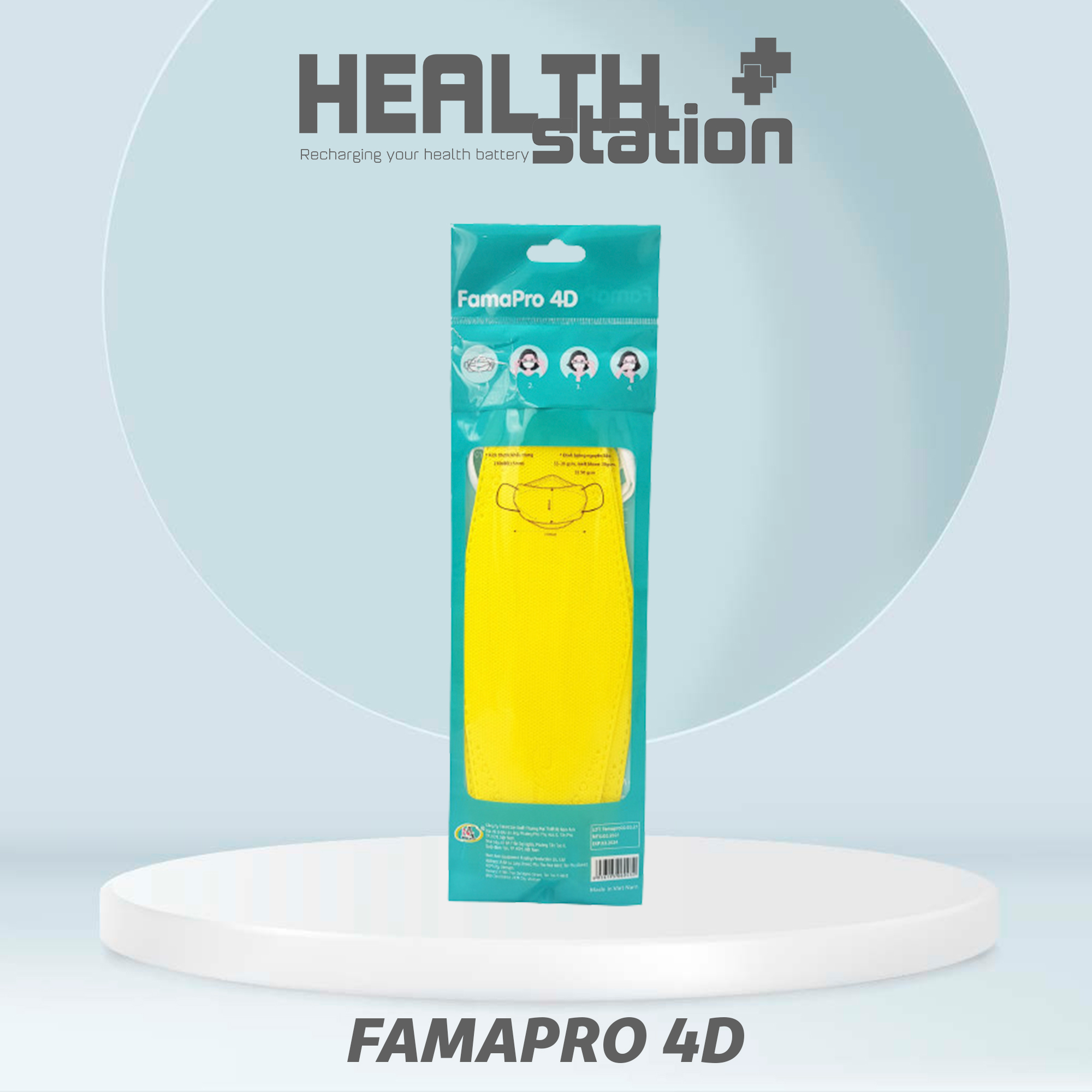 TÚI 5 CÁI - Khẩu trang y tế Famapro 4D ôm sát mặt, lọc bụi mịn, kháng khuẩn, không gây mờ kính