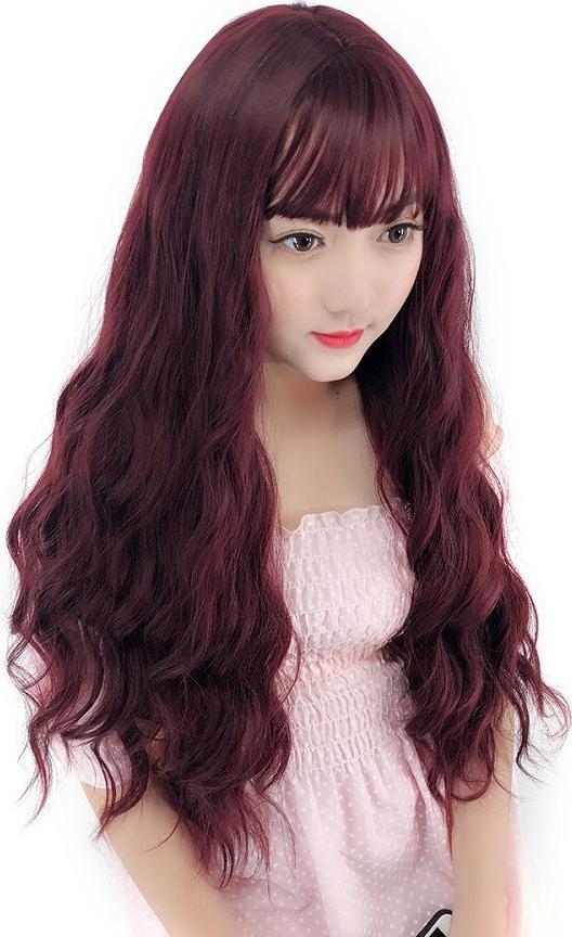 Tóc giả nguyên đầu xù sóng 5 màu - 60cm