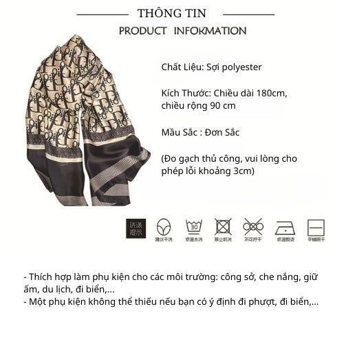 Khăn Lụa Dài Khăn Choàng Lụa Dáng Dài Đi Biển Hot Trend Họa Tiết Thanh Lịch Nhẹ Nhàng Size180x90 Quàng Cổ , Áo Choàng
