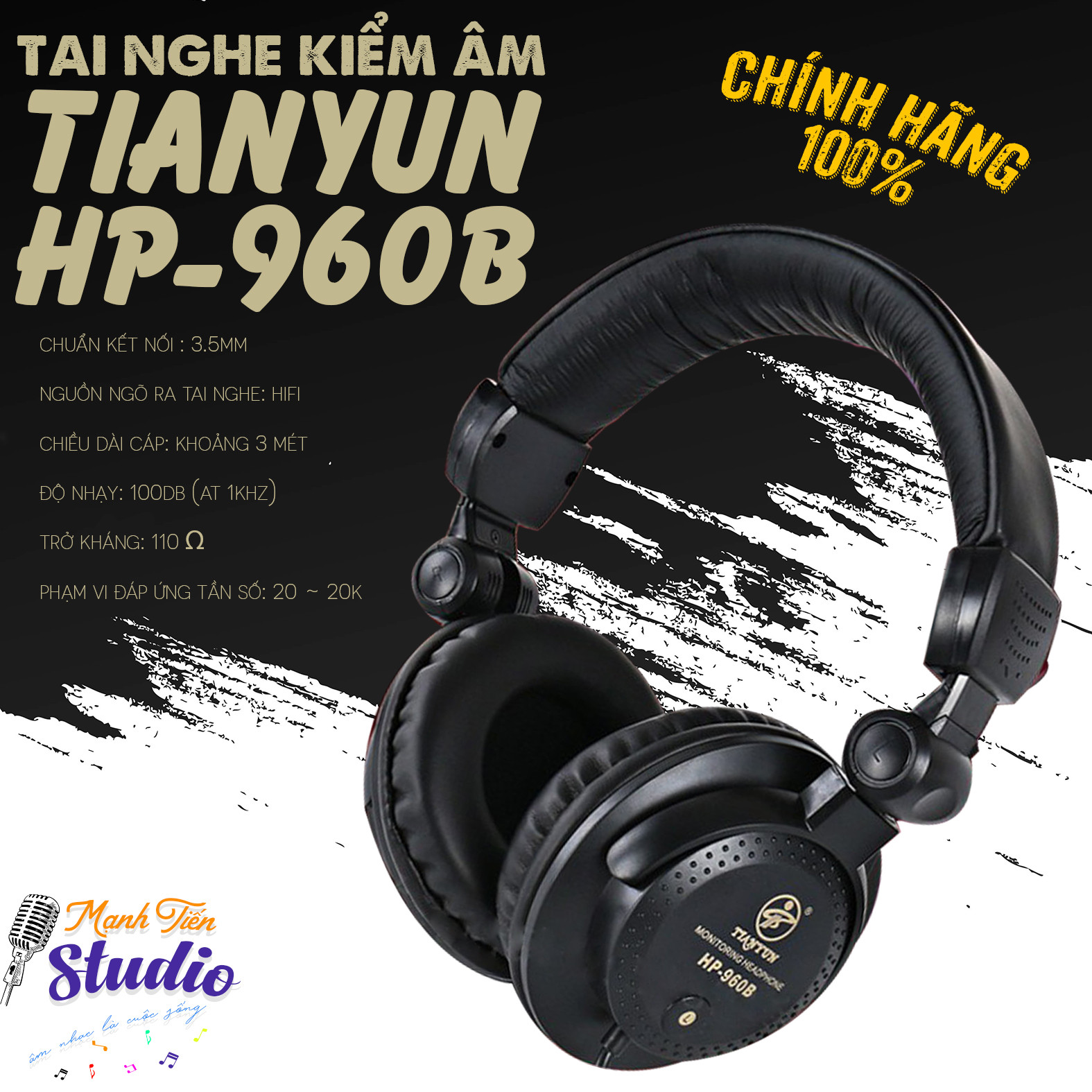 Tai nghe kiểm âm - tai nghe chụp tai - tai nghe gaming - tai nghe hay - tai nghe chất lượng cao TIANYUN - 960B