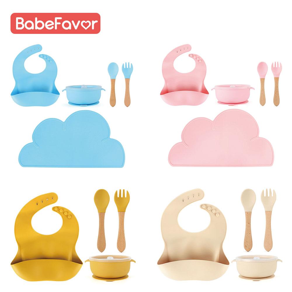 Trẻ Em Bát Thìa Dĩa Yếm Placemat Bộ Đồ Ăn Chống Trượt Silicone Cấp Thực Phẩm Cho Bé Bát Sứ Món Ăn Trẻ Em dụng Cụ