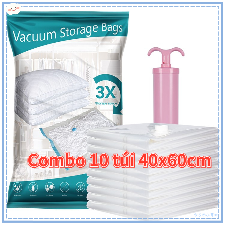 Combo 10 Túi Hút Chân Không Size 40x60Cm Đựng Quần Áo Gọn Gàng Tiết Kiệm Không Gian