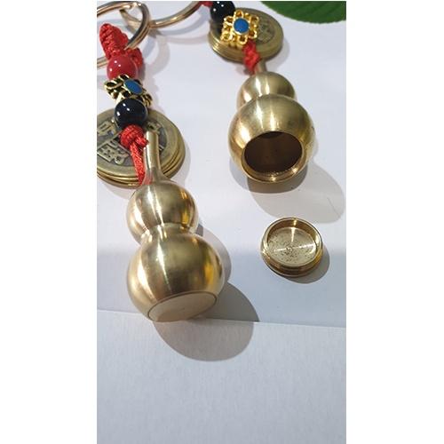 Móc khóa hồ lô đồng & hồ lô đồng không mở đáy & chuông đồng 5 đồng tiền