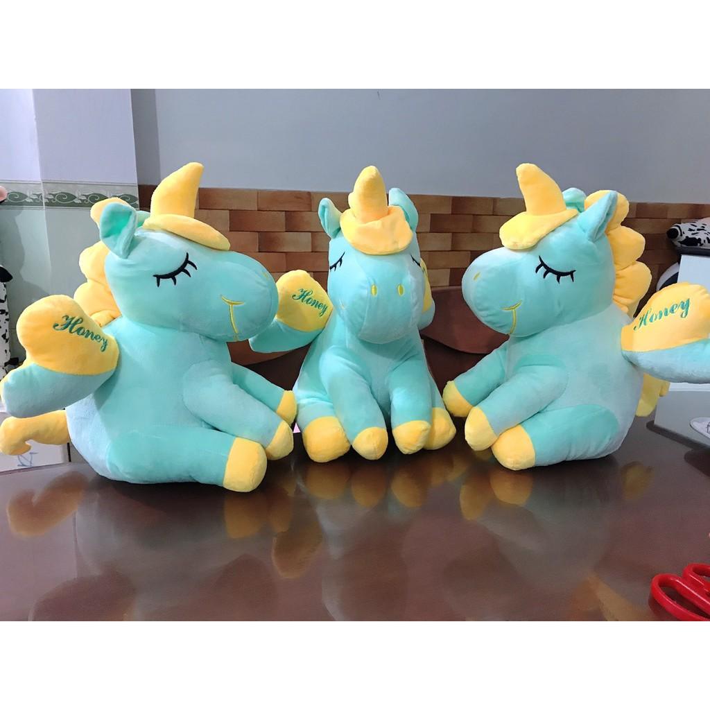 Gấu bông Kì lân ngồi honey cánh tim cute quà tặng