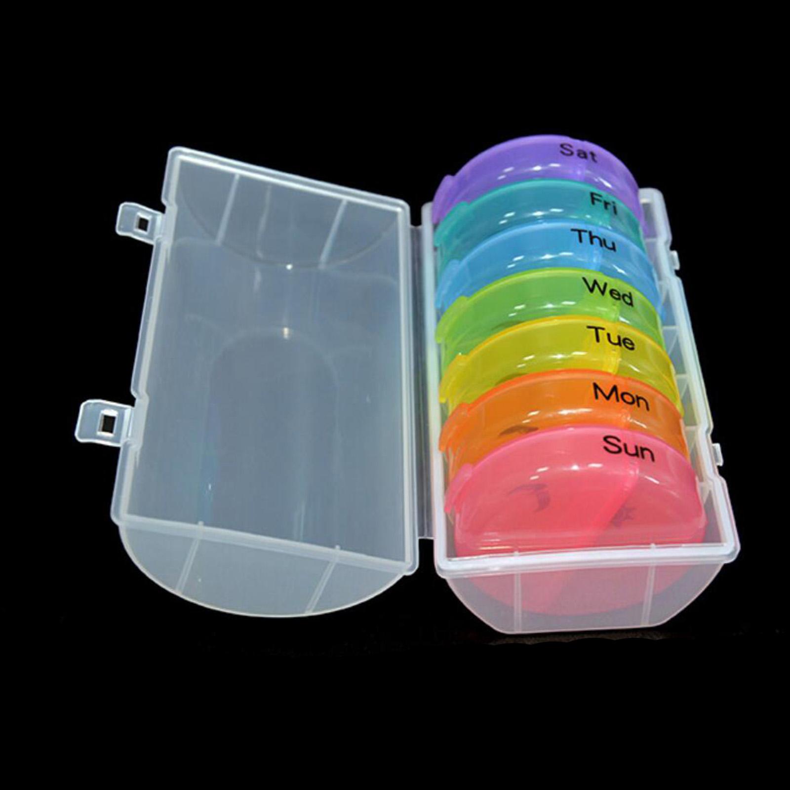 Rainbow Design Portable Seven-Day Pill Box Medicine Case Organiser for Vitamins Fish Oil