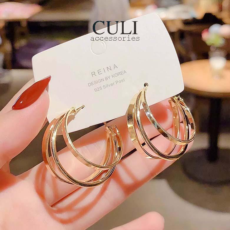 Khuyên tai bạc 925 Basic triple hoops HT651 - Culi accessories