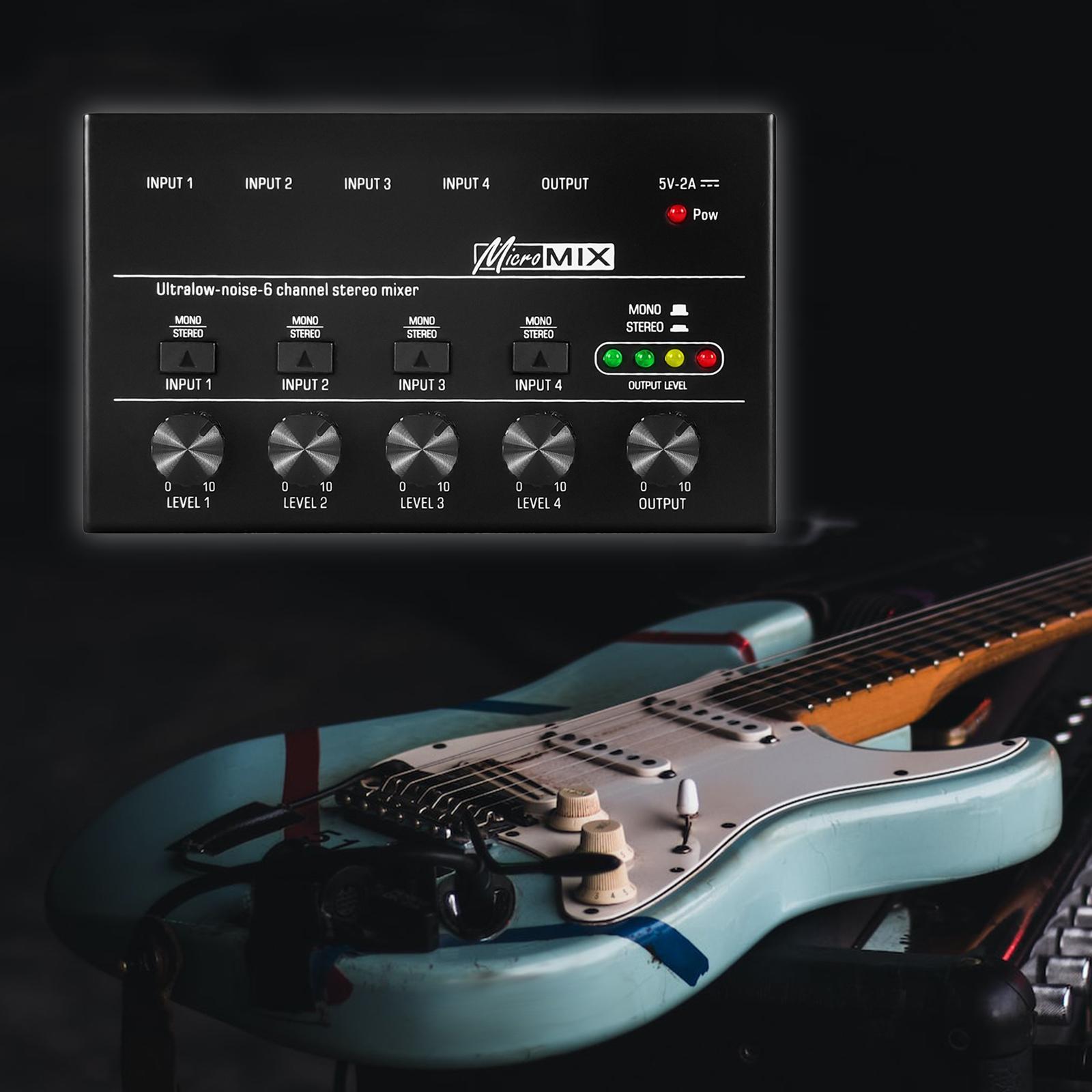 4 Channel Audio Mixer Music Recording Equipment Mini 6.3mm Equalizer Mixing Console Stereo Mixer for Club Computer Live and Studio Player