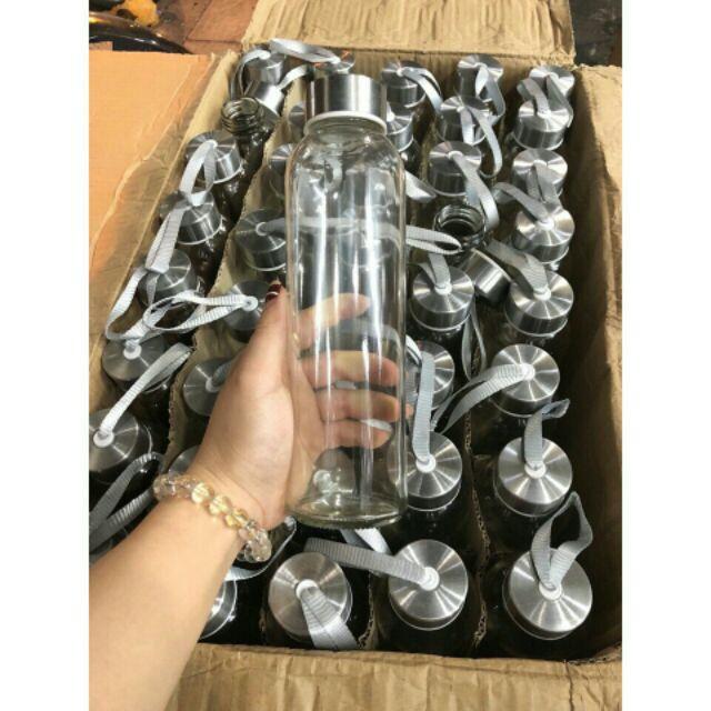 Bình detox thủy tinh nắp có dây xách 500ml