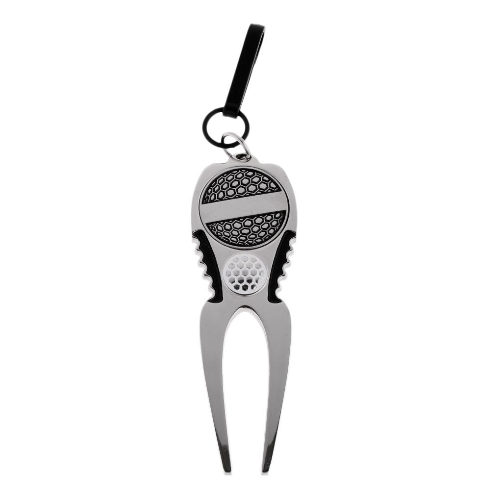 Golfer Club Clip On Golf Divot Tool & Magnetic Ball Marker Pitch Repair Tool