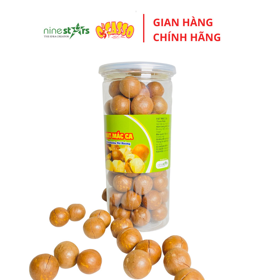 Hạt mắc ca nứt vỏ sấy tự nhiên_Thơm béo bùi vị đặc trưng_ ngon_Dinh dưỡng dồi dào_Thương hiệu O'Casso Hộp 500g Nắp Thiếc