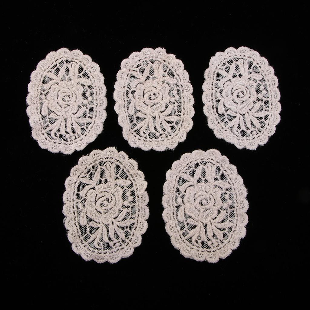 5 Pieces Embroidery Lace Appliques for Clothes Dress Decor Rose