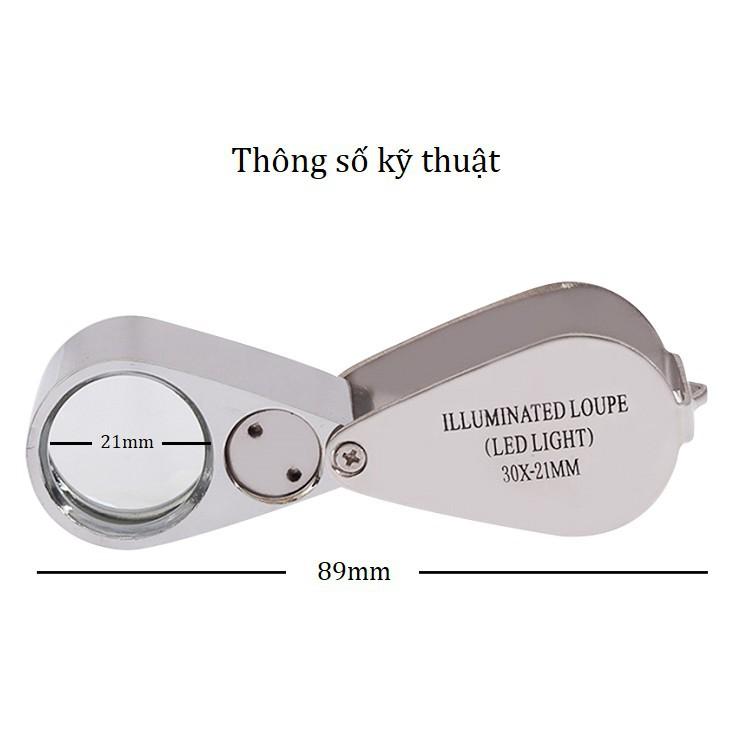 Kính Lúp Mini 30X ️️ Kính Lúp Móc Khóa Có Đèn MG21007 đường kính 21mm
