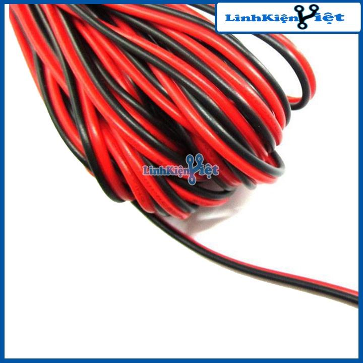 Cuộn 100 mét dây điện đôi đỏ đen nhiều lõi 24AWG lõi nhiều sợi nhỏ, vỏ bọc cách điện tốt