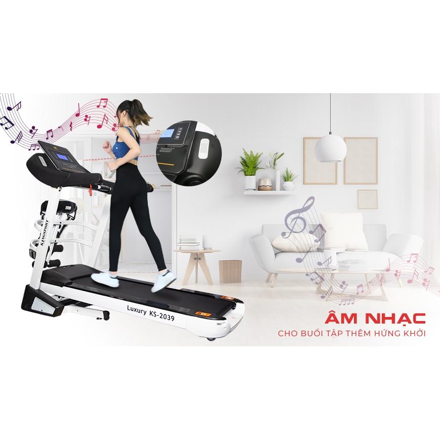 Máy chạy bộ KINGSPORT Luxury KS-2039 tốc độ tối đa 16.8km/h, chức nâng dốc tự động, khung sườn chắc chắn chịu tải trọng lớn