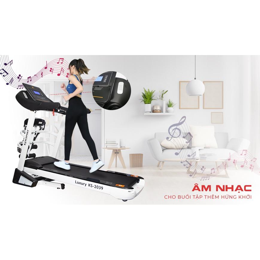 Máy chạy bộ tại nhà Kingsport Luxury KS-2039 có chức nâng dốc tự động, kèm theo đai massage và thanh gập bụng