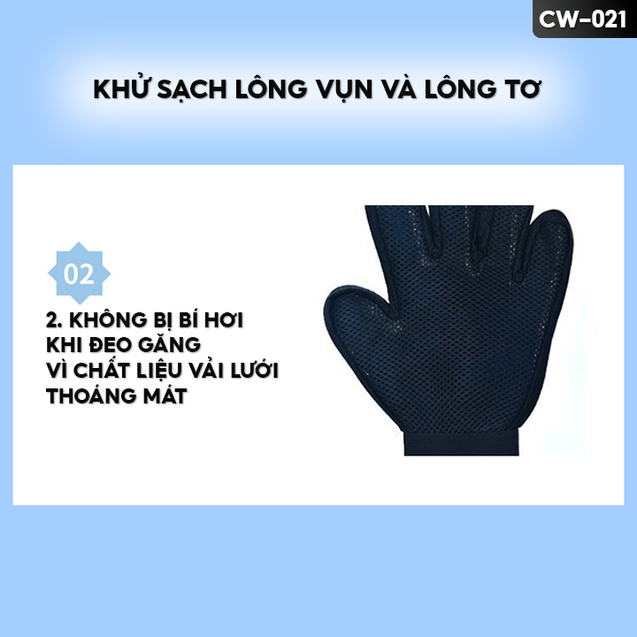 Găng Tay Chải Lông Cho Thú Cưng Lấy Lông Vụn Lông Tơ Hạn Chế Lông Rụng Nhiều Màu Sắc CW-021