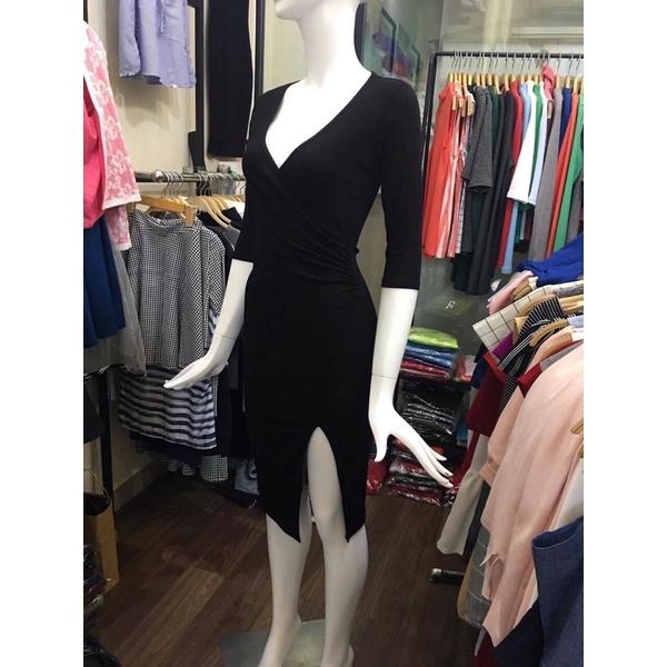 F251 ĐẦM ÔM BODY CỔ TIM ĐẮP CHÉO XẺ TÀ, NHÚNG EO
