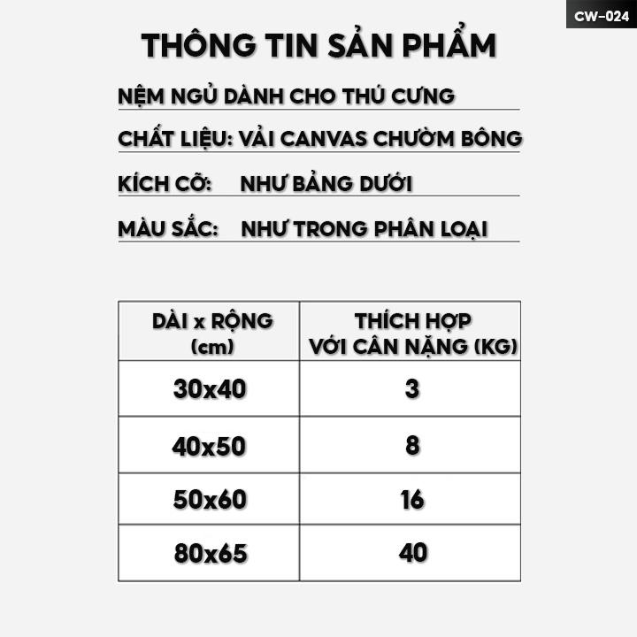 Đệm Nằm Dành Cho Thú Cưng Đế Lót Chiếu Giải Nhiệt Thoáng Mát Size 47x57x20cm CW-024