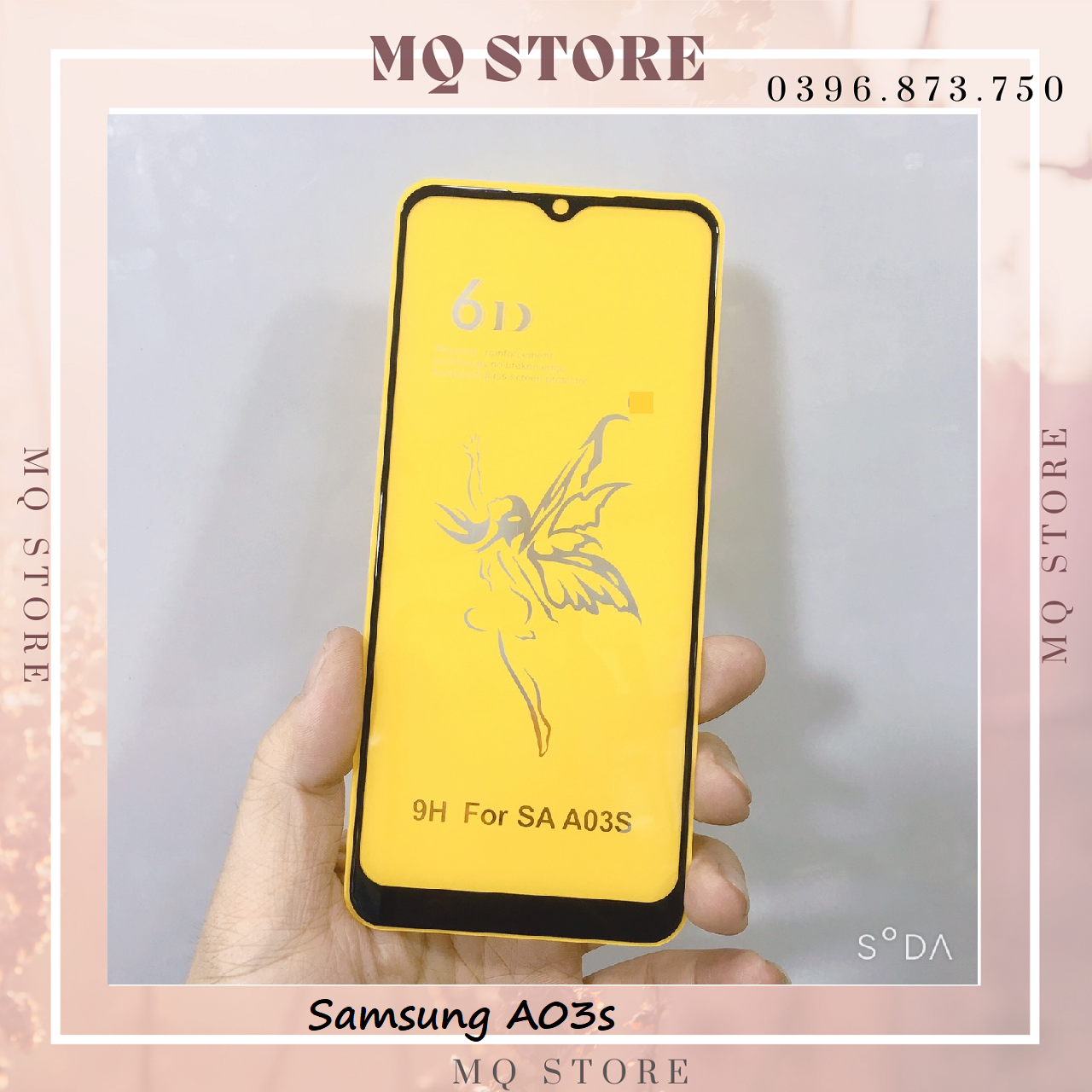 Kính cường lực full màn hình 6D thiên thần cao cấp dàn cho Samsung A03s