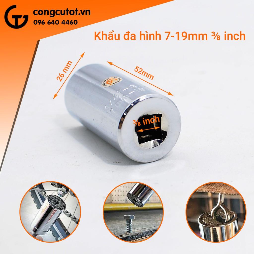 Đầu khẩu đa hình 7-19mm 3/8inch ( Không kèm thanh nối)