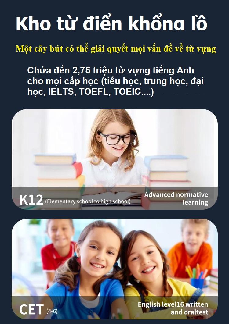 Bút Quét Dịch và Tra Từ Điển JOHNSON thông Minh hỗ trợ 160 Ngôn Ngữ Trên Thế Giới nhỏ gọn thuận tiện cầm tay có màn hình cảm ứng 3 inch, hỗ trợ kết nối WIFI và khe cắm thẻ nhớ - Hàng nhập khẩu
