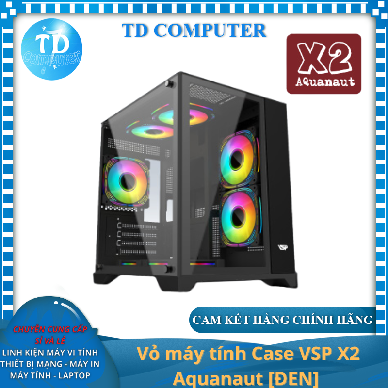 Vỏ máy tính Case VSP X2 Aquanaut không Fan Kính cường lực 2 mặt - Hàng chính hãng Tech Vision phân phối