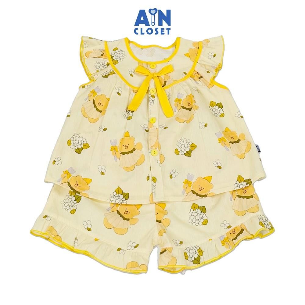Bộ quần áo Ngắn bé gái họa tiết Gấu Vàng cotton - AICDBGPGJJE8 - AIN Closet