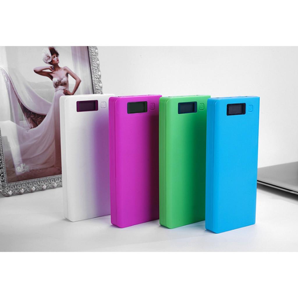Box sạc dự phòng 8 18650 VER.2019 màn hình LCD không pin MÀU TRẮNG
