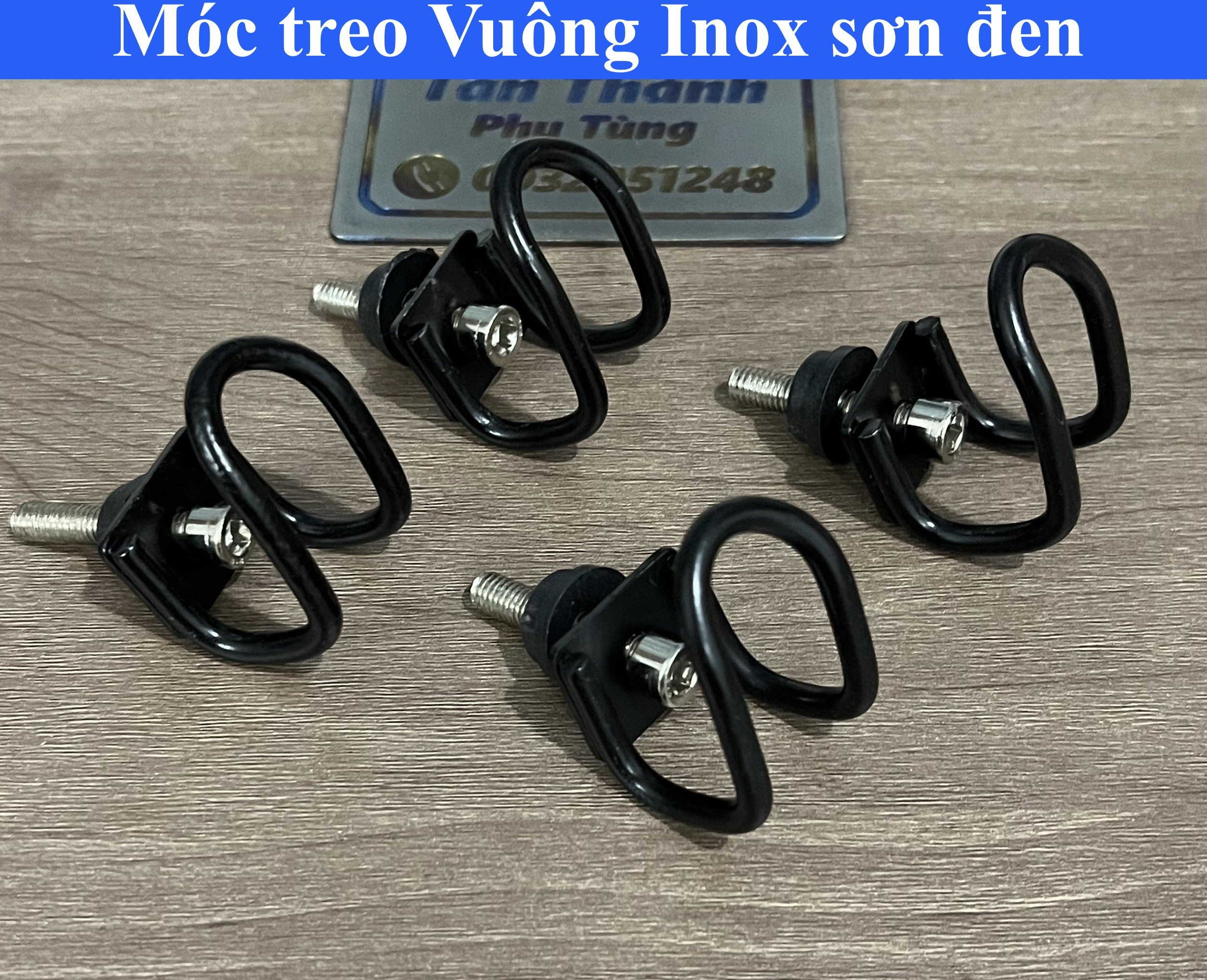 Móc treo dành cho xe máy Kiểu Vuông,Chữ U Inox sơn đen- 1 cái