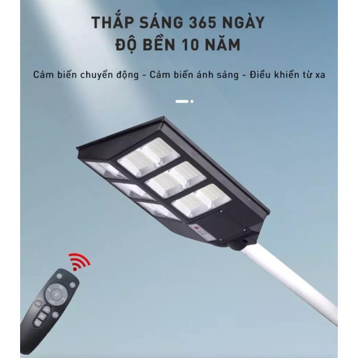 Đèn năng lượng mặt trời  liền thể 500W, 6 Khoang,Vỏ nhựa ABS, Tấm pin liền, Cảm biến chuyển động. Ánh sáng trắng- 500WLT