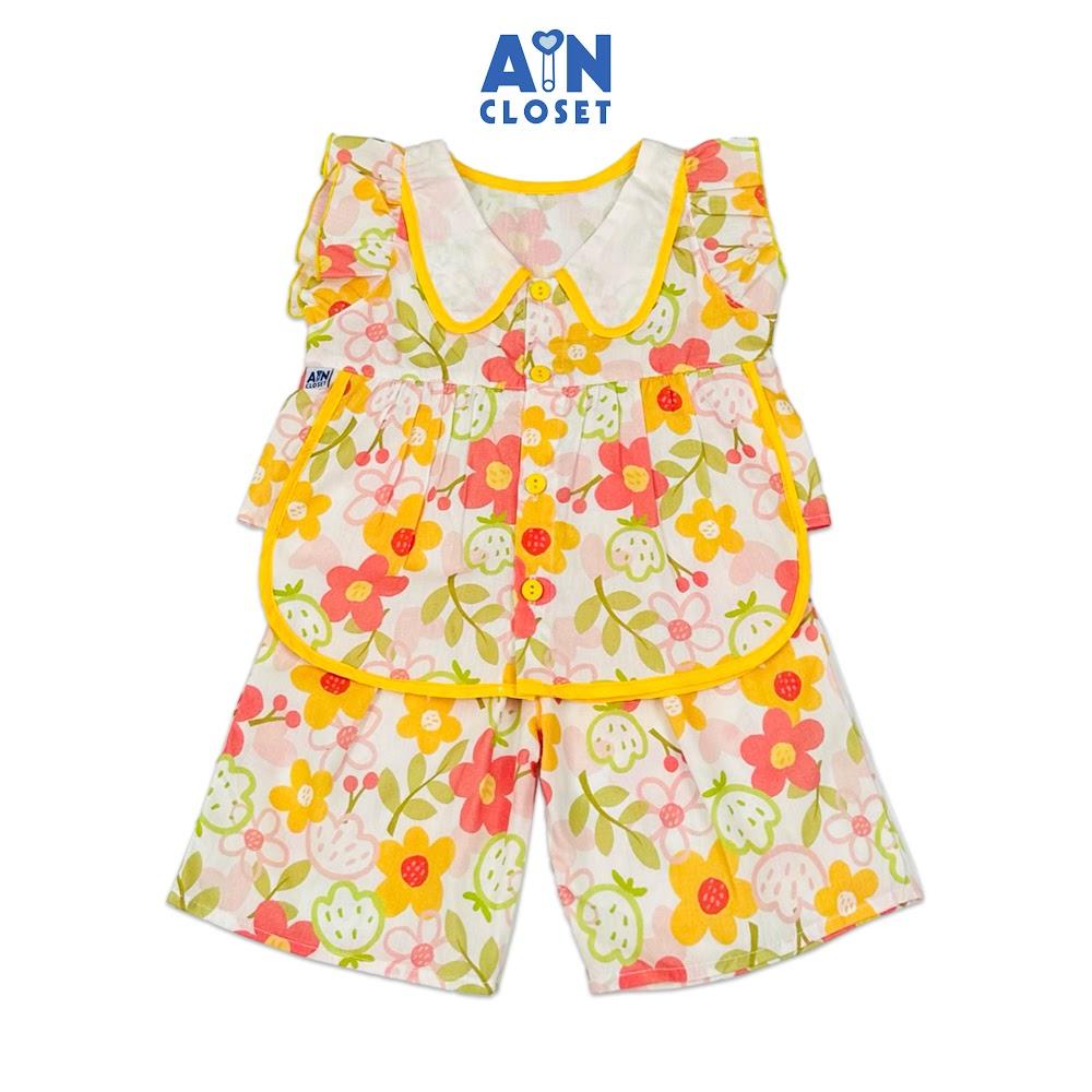 Bộ quần áo Lửng bé gái hoạ tiết Hoa Cam Cotton - AICDBGCPNRPG - AIN Closet
