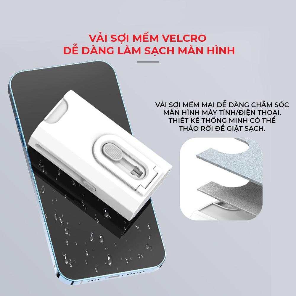 Bộ Dụng Cụ Vệ Sinh Đa Năng 8 in 1 Tiện Dụng ( Vệ Sinh Tai Nghe Bàn Phím Màn Hình Điện Thoại Siêu Nhỏ Gọn Bỏ Túi Hàng Chính Hãng )