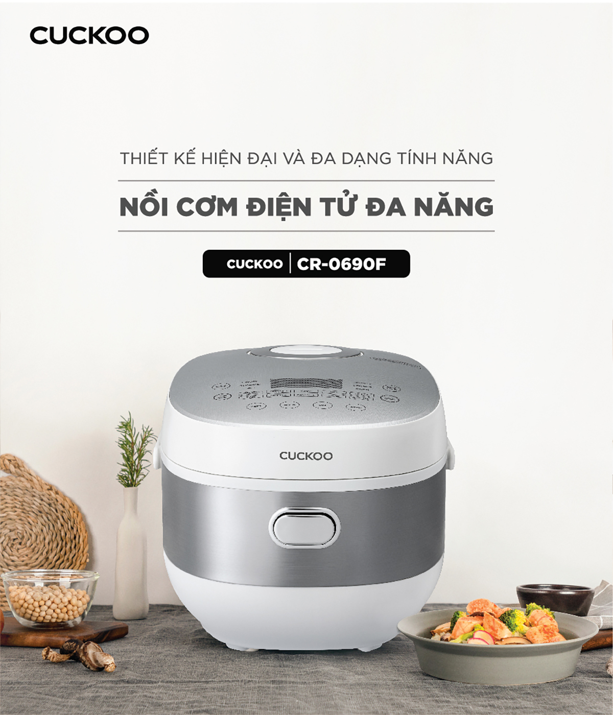 Nồi cơm điện tử Cuckoo 1.08L CR-0690F nhiều chế độ nấu, lòng nồi chống dính, thiết kế sang trọng - Hàng chính hãng 