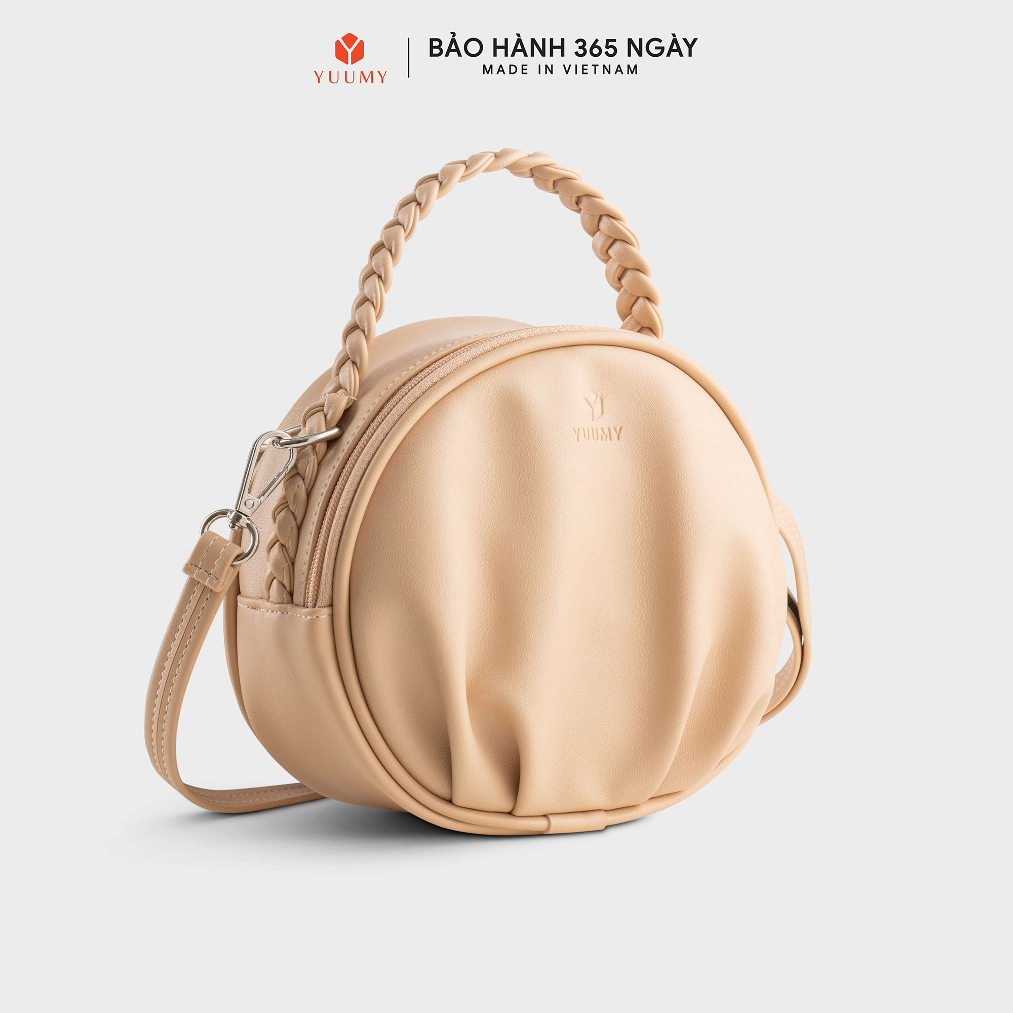 Túi Yuumy ( Thời trang nữ thiết kế nhún dáng tròn size 19 - Túi đeo chéo da Seasand YN264 )