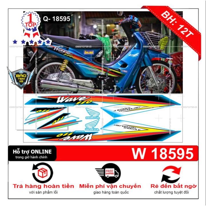 Tem rời dán xe wave nhỏ đời đầu dán xe xanh 18595 - Bi Decal