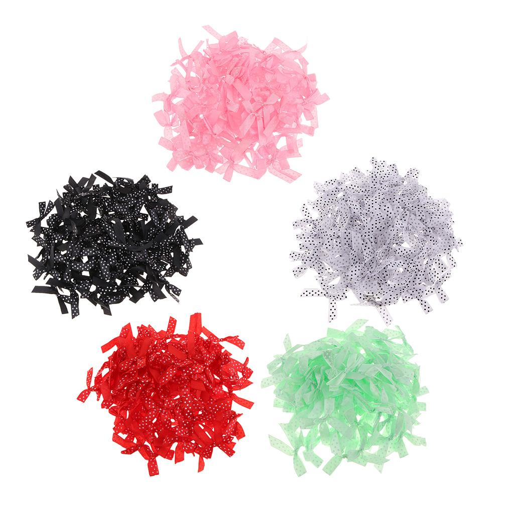 100 Pieces Cute Satin BOW Ribbon Applique Embellishments White