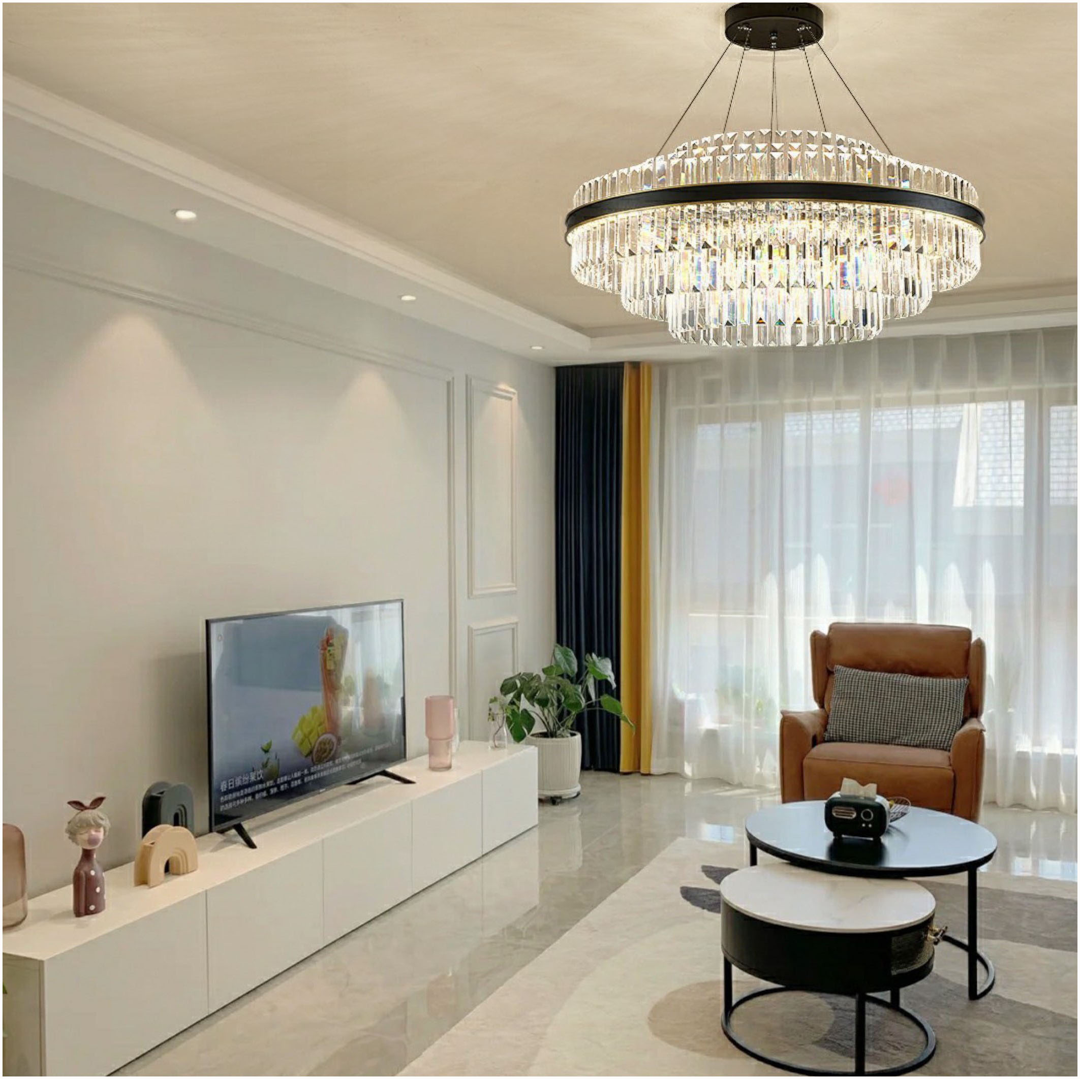 Đèn chùm Châu Âu, Đèn pha lê trang trí, Hàng Cao Cấp TẶNG BÓNG LED ĐỔI MÀU, Mã 8702