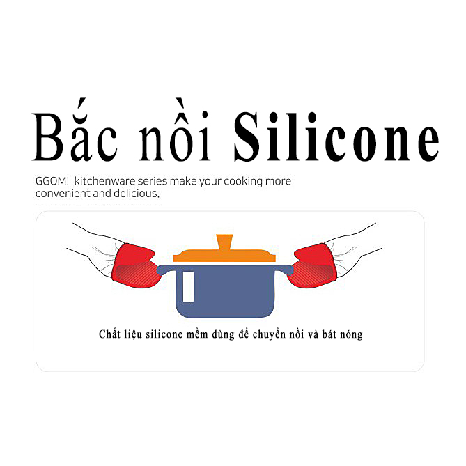 Bộ bắc nồi và miếng lót nồi chảo silicone chịu nhiệt tới 250oC, thân thiện môi trường GGOMi Hàn Quốc
