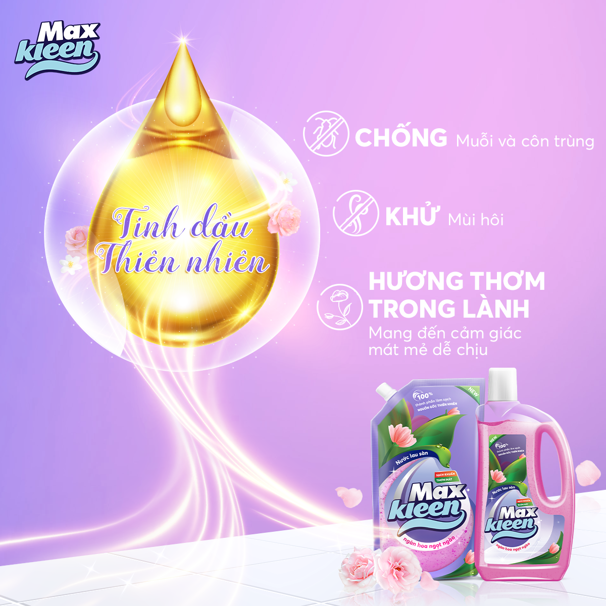 Túi Nước Lau Sàn MaxKleen (Ngàn hoa ngọt ngào/Ban mai thanh mát) 1kg