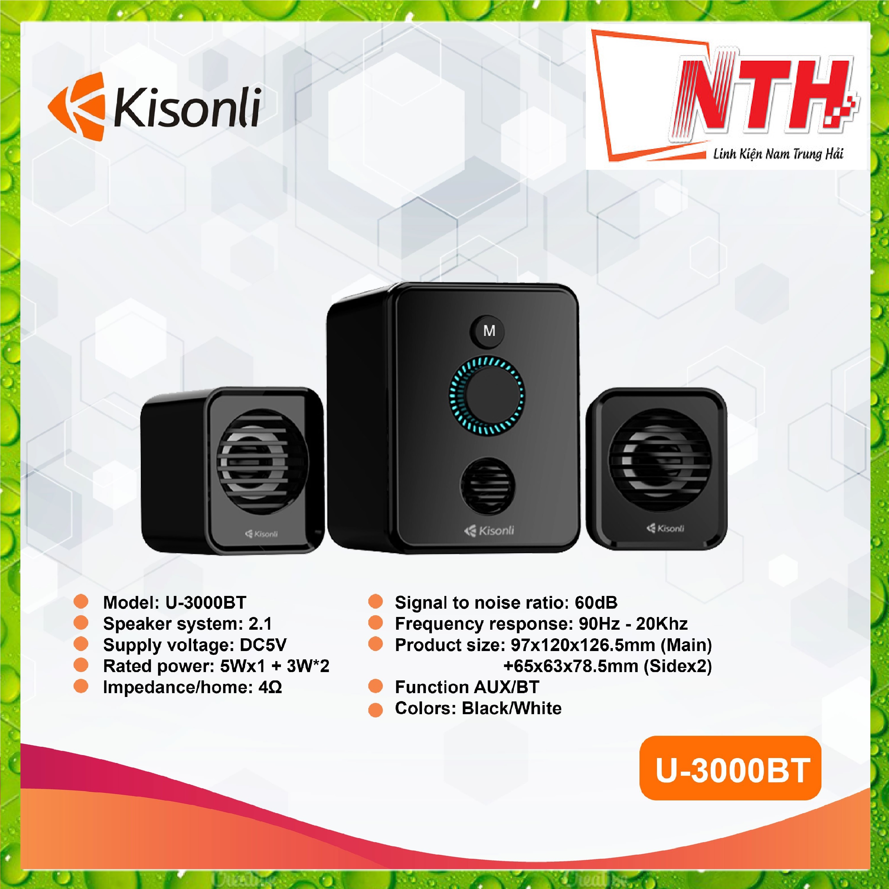 Loa 2.1 Kisonli U-3000BT-HÀNG CHÍNH HÃNG