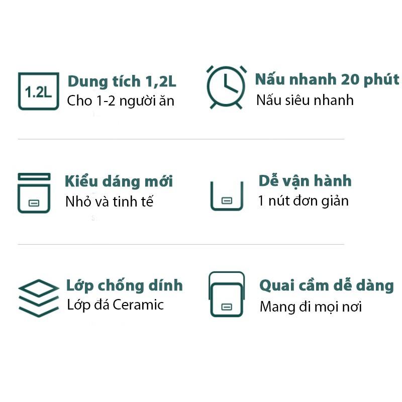 Nồi Cơm Điện Mini Đa Năng 1,2L Hàng Nội Địa Cao Cấp (Nấu Cháo, Chưng, Hấp,...)