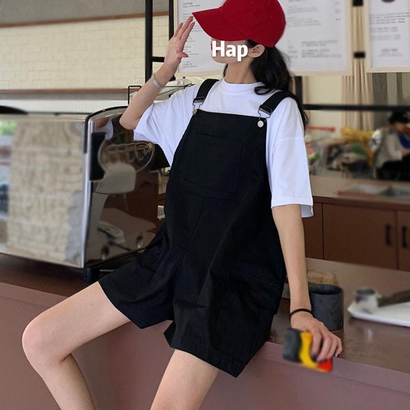 Quần Yếm Ngắn Dáng Rộng Màu Trơn Thời Trang Mùa Hè Cho Giới Trẻ